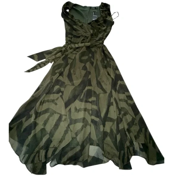 Lauren Ralph Lauren Green Midi Dress NWT Size 16 Fit & Flare - Picture 4 of 12